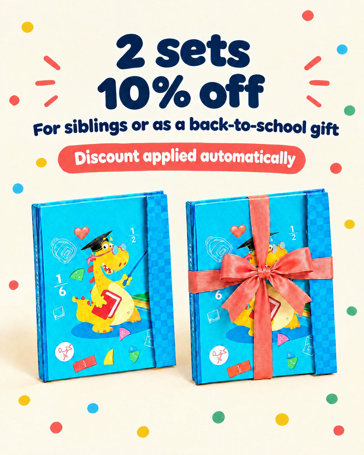 Two magnetic fractions sets, one with a bow – 10% off when you buy 2, applied automatically