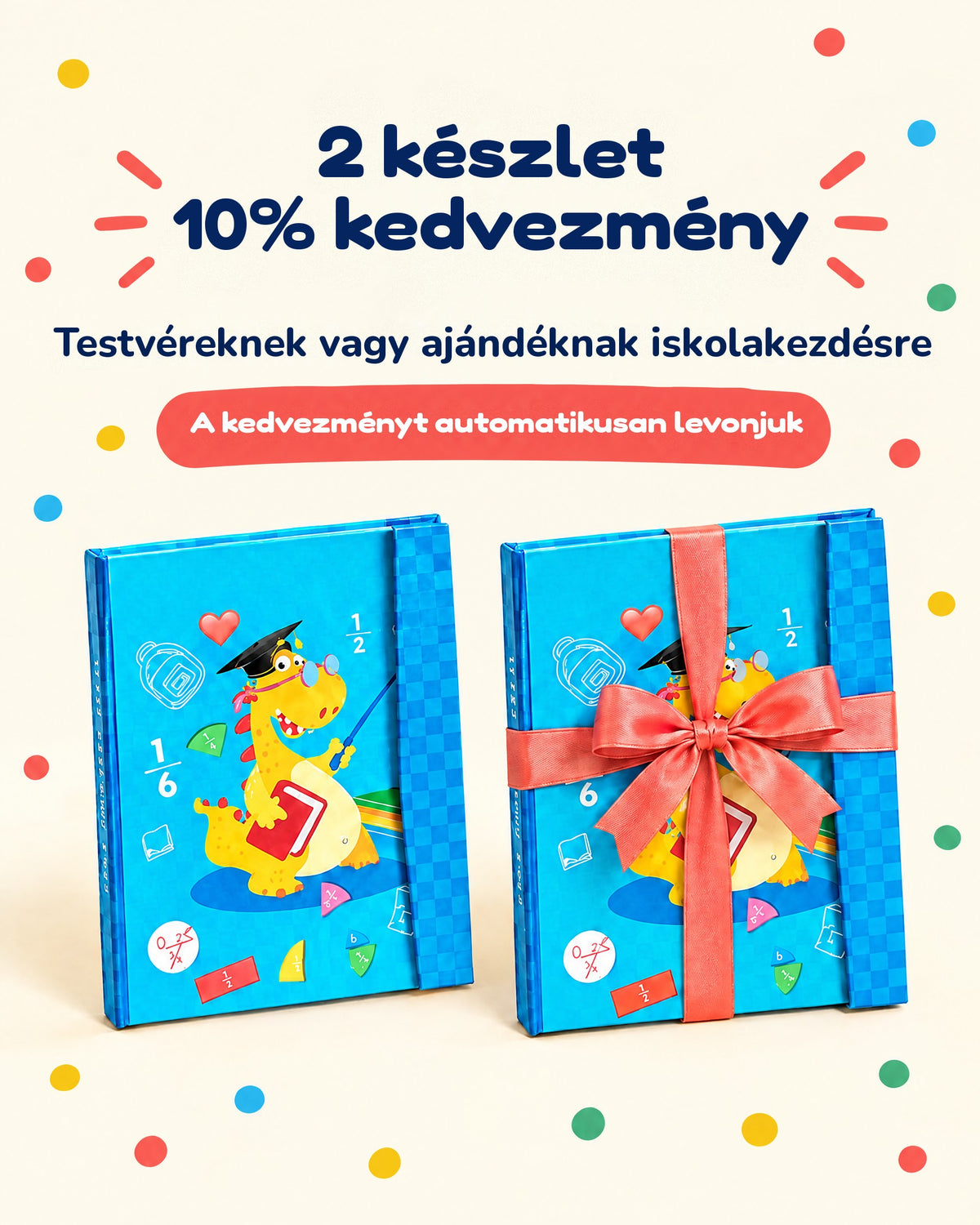 Két mágneses törtes készlet, az egyik masnival – 2 készlet vásárlásakor 10% kedvezmény, automatikusan levonva
