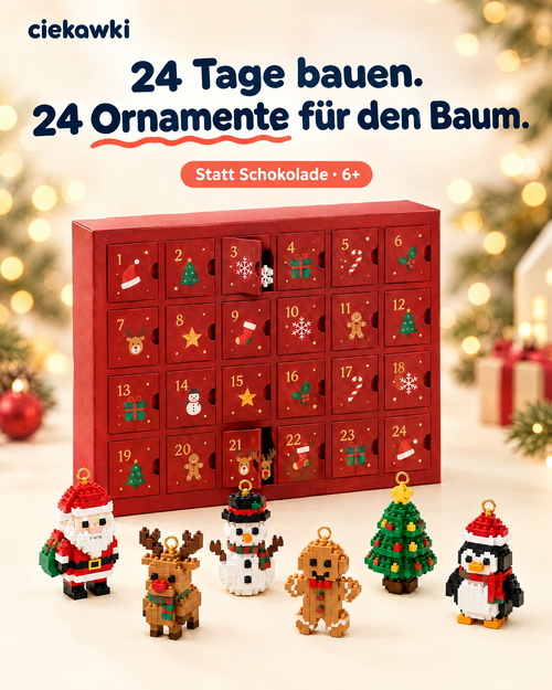 Bausteine-Adventskalender mit 24 Ornamenten